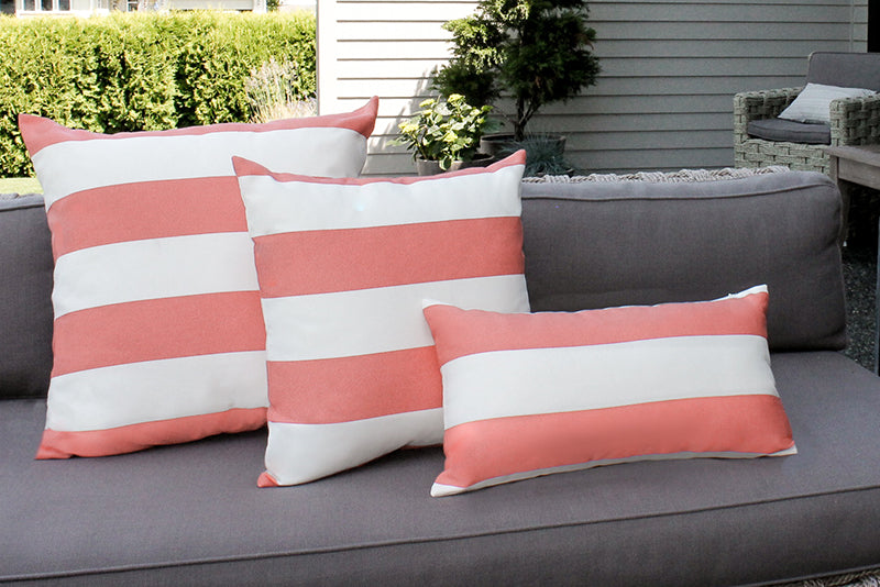 Sunny Stripe Coral Pillow Cover