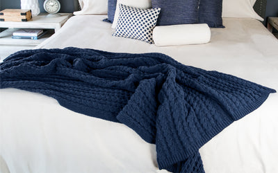 Indigo Bubble Knit Cable Throw